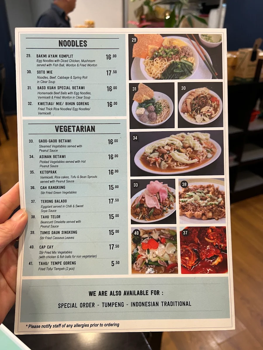 Menu, Betawi's Kitchen Indonesian Restaurant