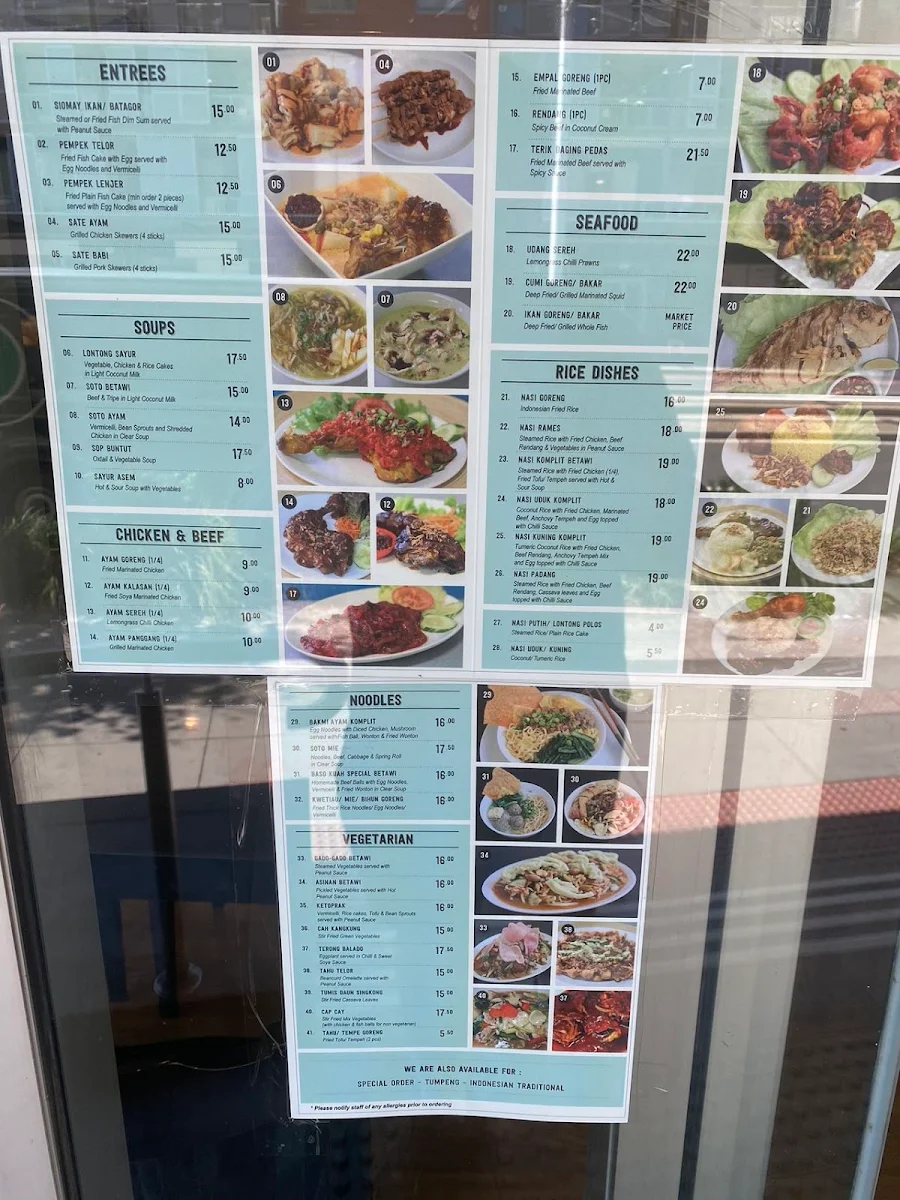 Menu, Betawi's Kitchen Indonesian Restaurant