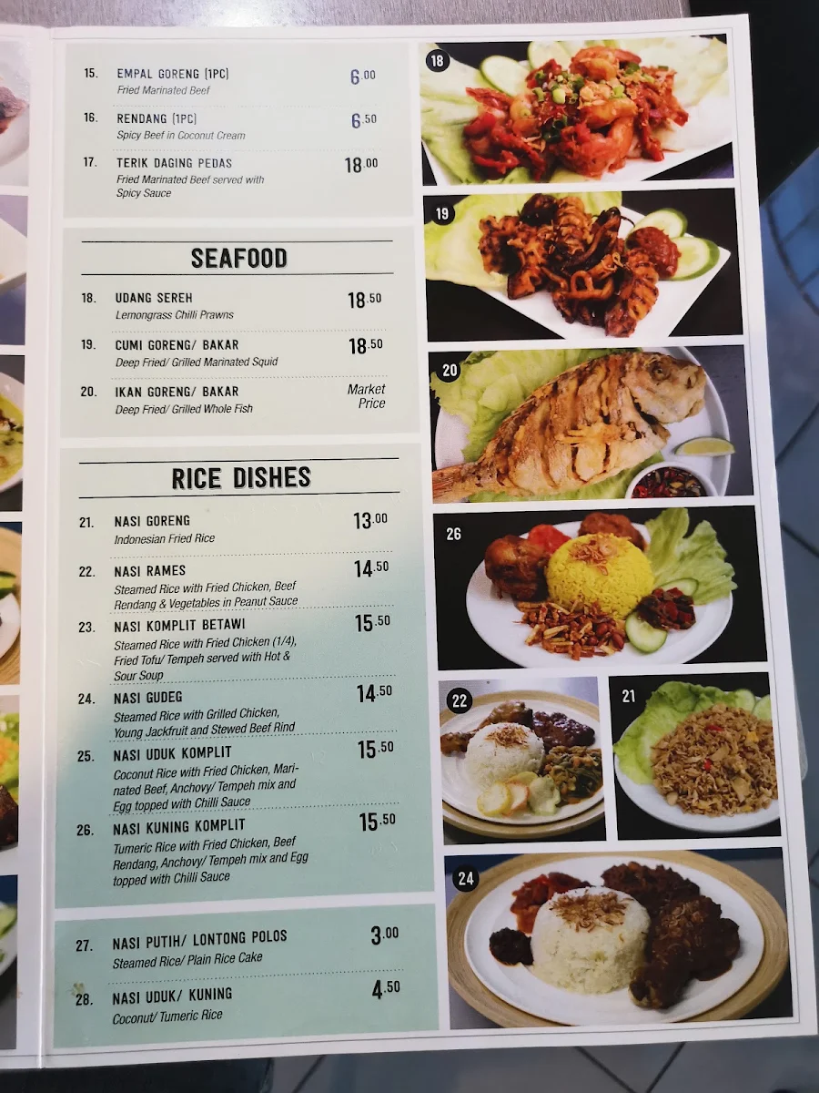 Menu, Betawi's Kitchen Indonesian Restaurant