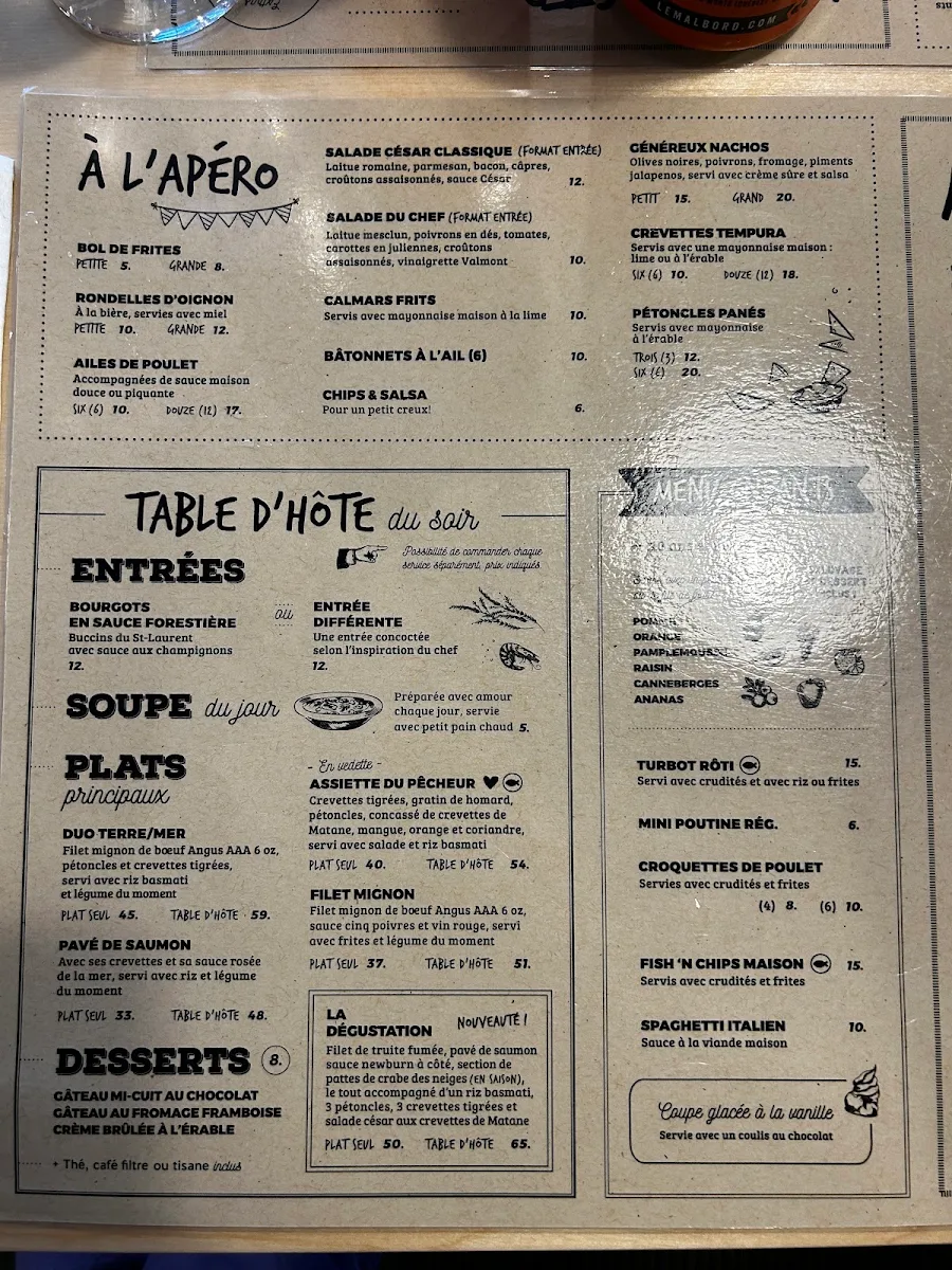 Menu, Valmont Plein Air