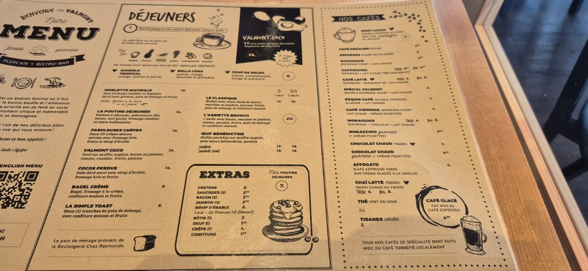 Menu, Valmont Plein Air