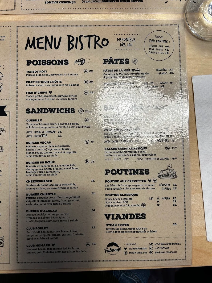 Menu, Valmont Plein Air