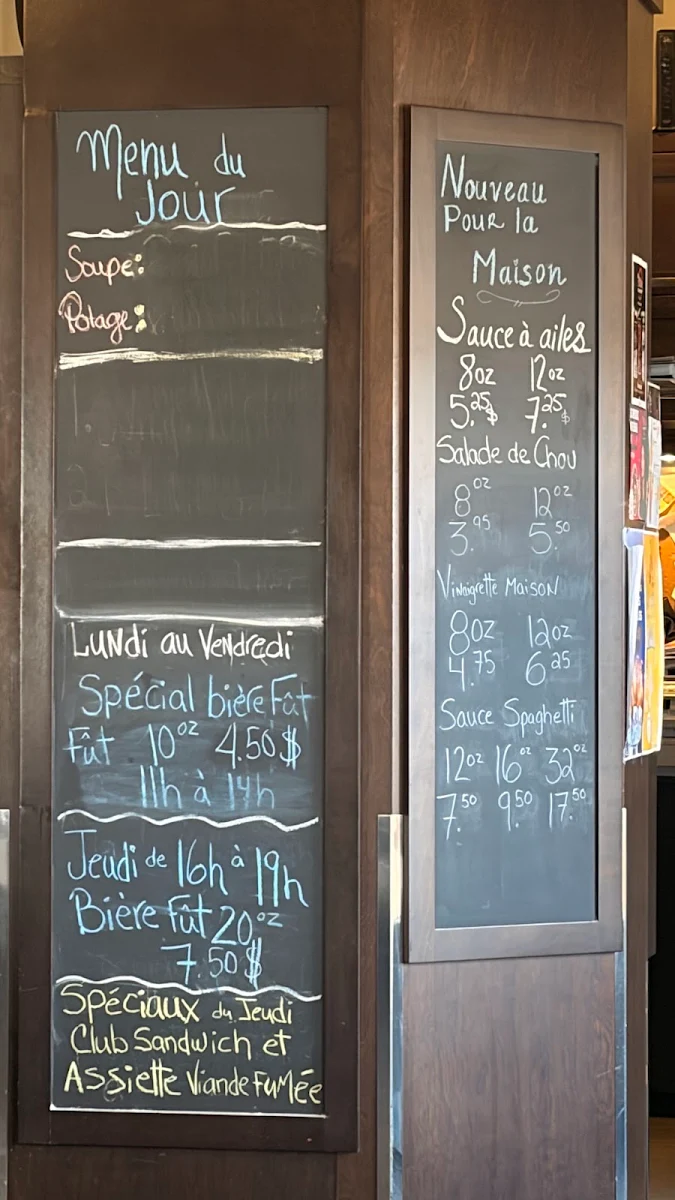 Menu, Restaurant Les Ailes du Sport