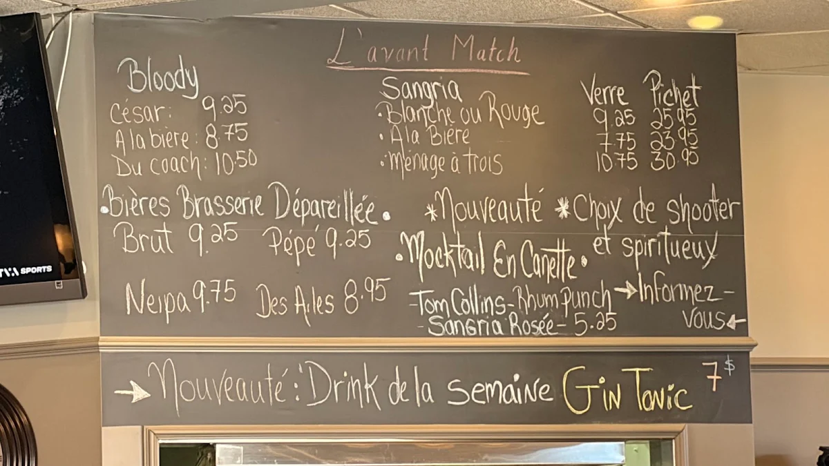 Menu, Restaurant Les Ailes du Sport