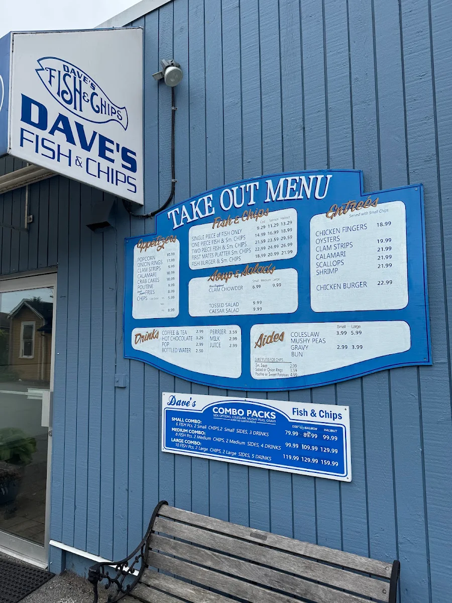 Menu, Dave's Fish & Chips