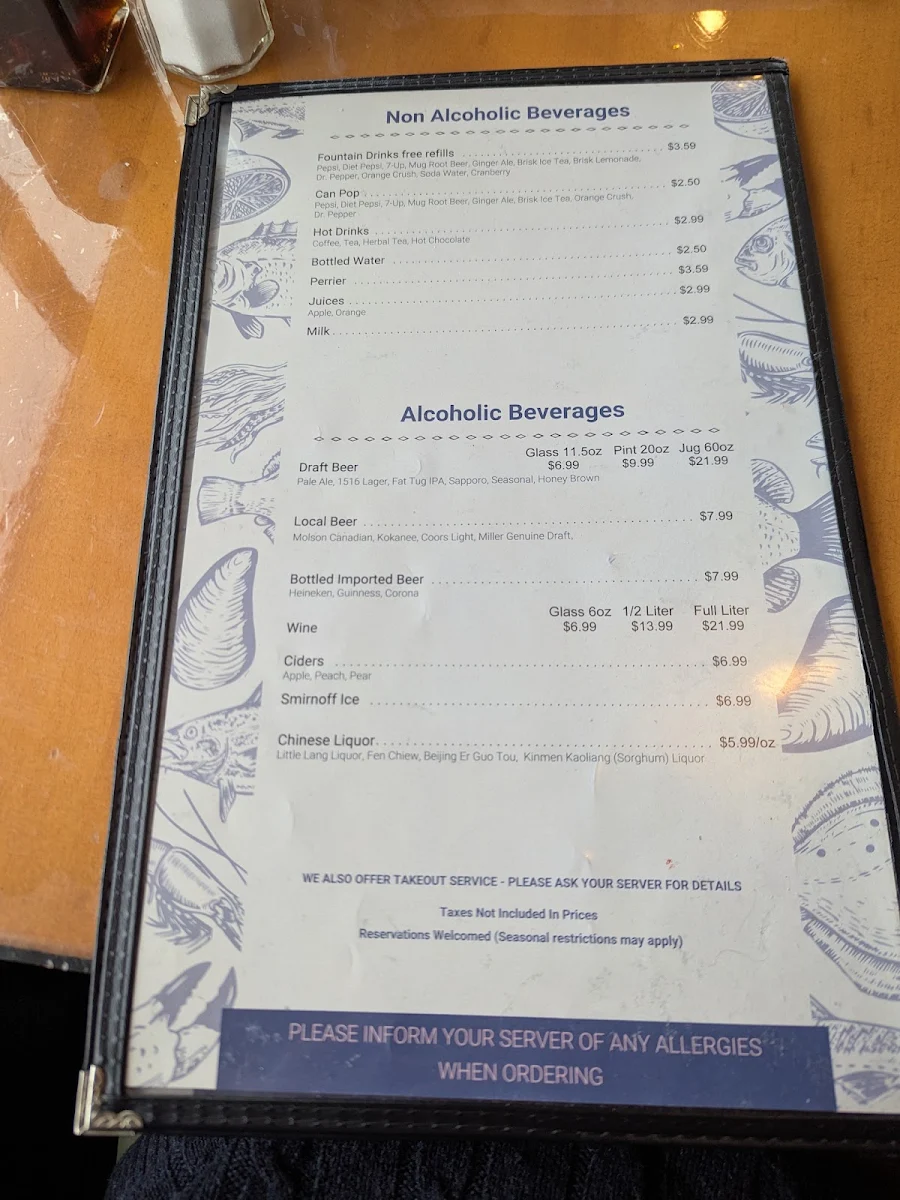 Menu, Dave's Fish & Chips