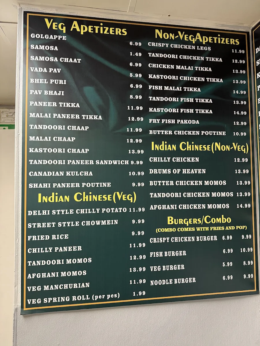 Menu, Chawla's Take out