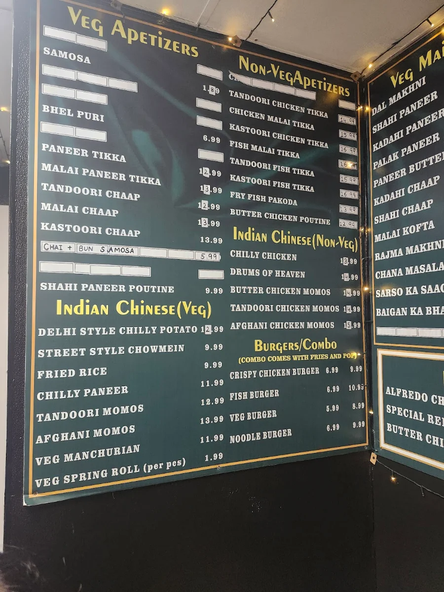 Menu, Chawla's Take out