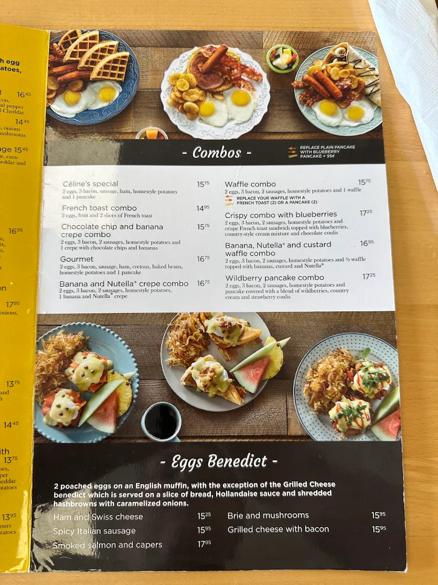 Menu, Tutti Frutti déjeuner et diner
