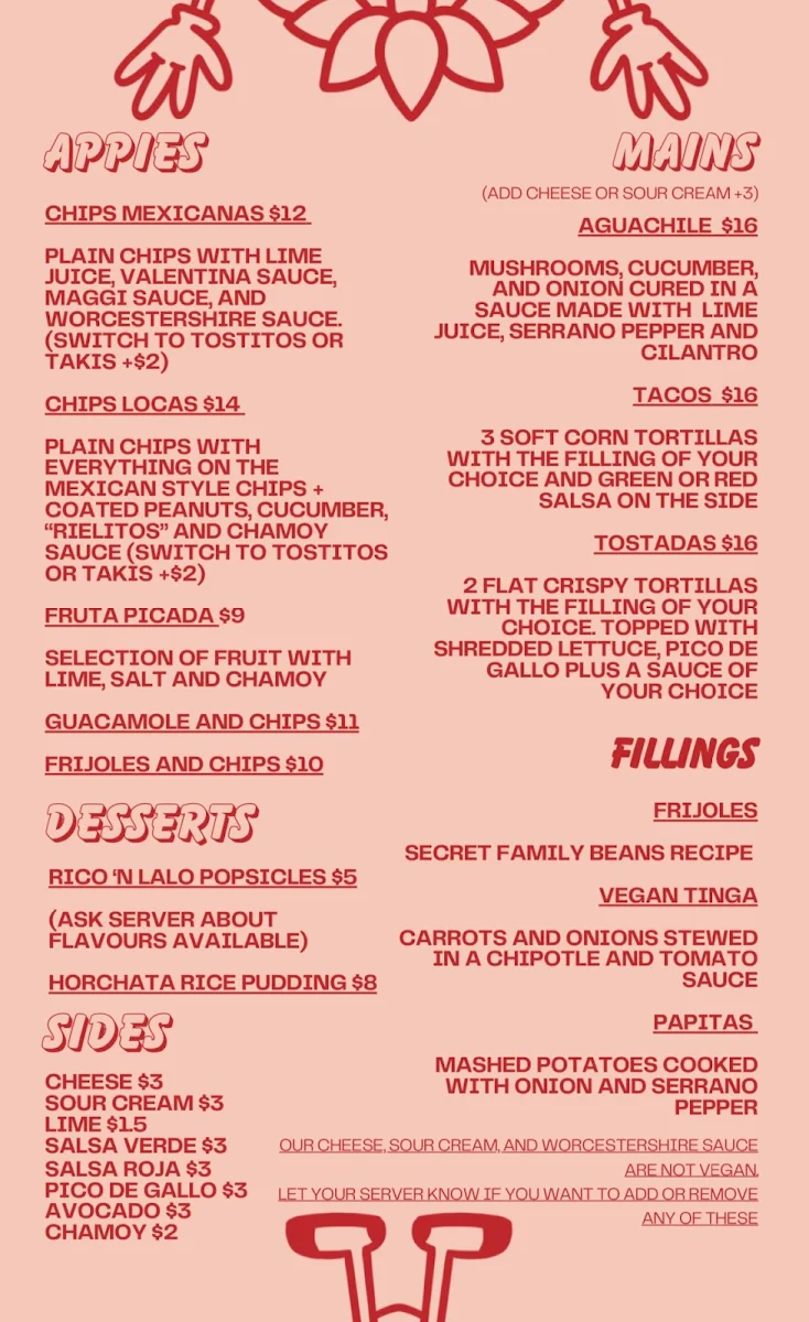 Menu, Gina's