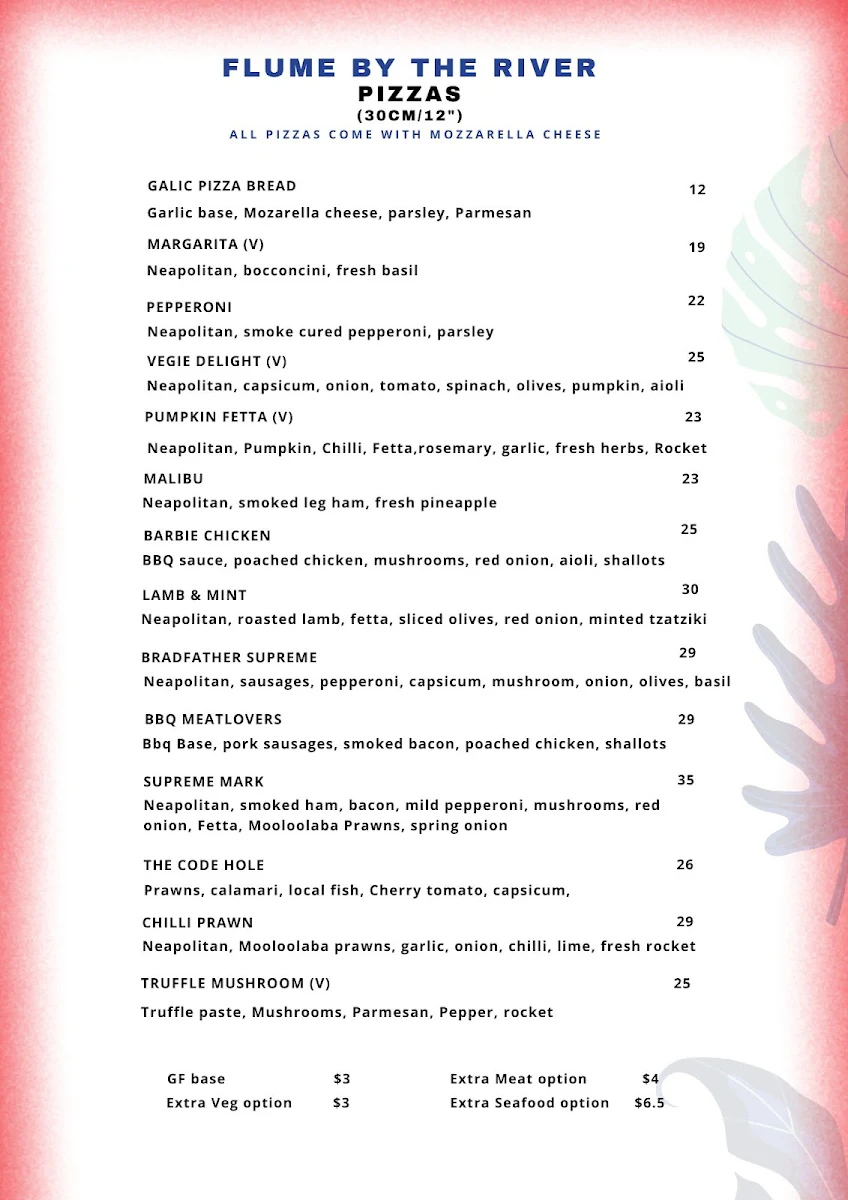 Menu, Flume By The River