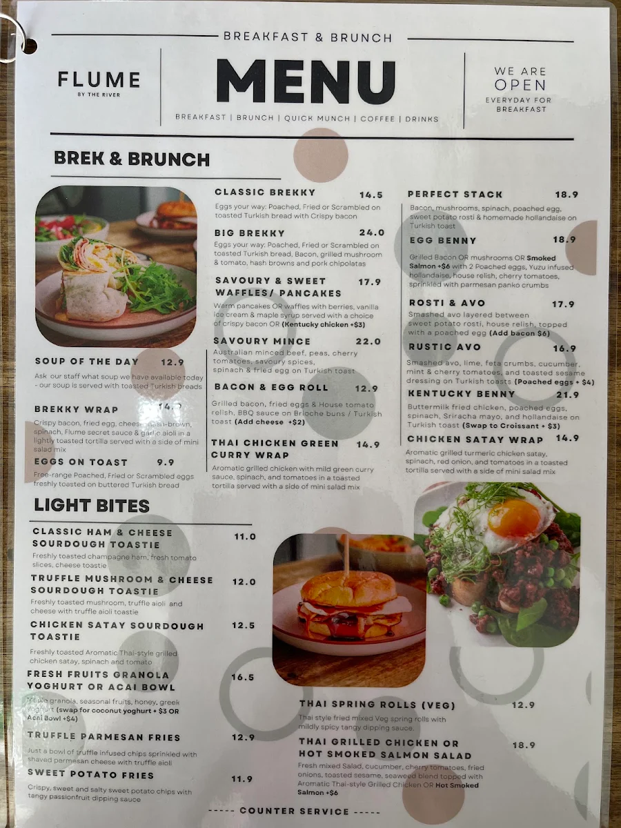 Menu, Flume By The River