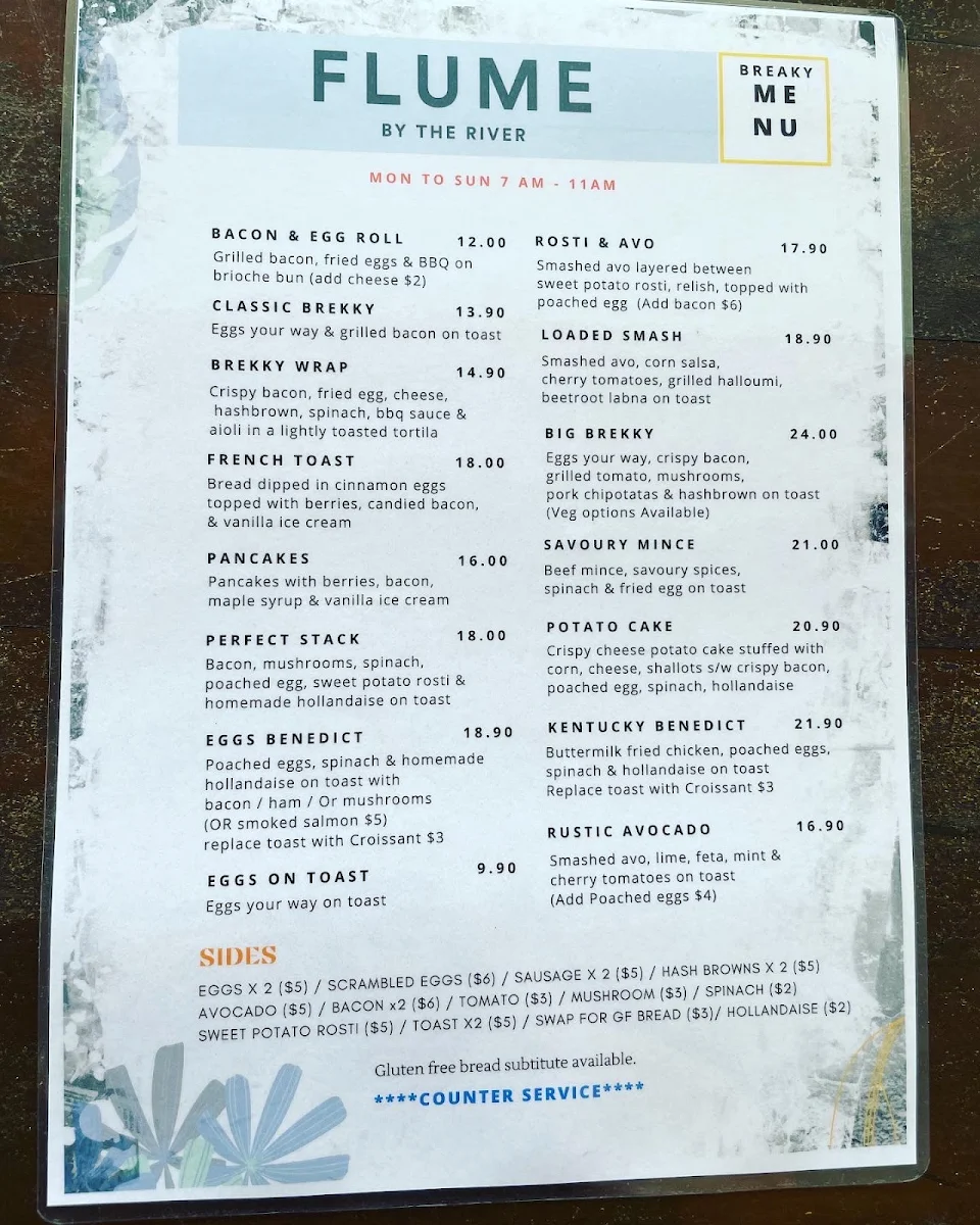 Menu, Flume By The River