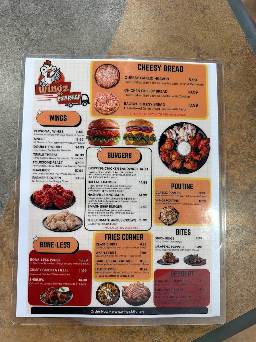 Menu, Wingz