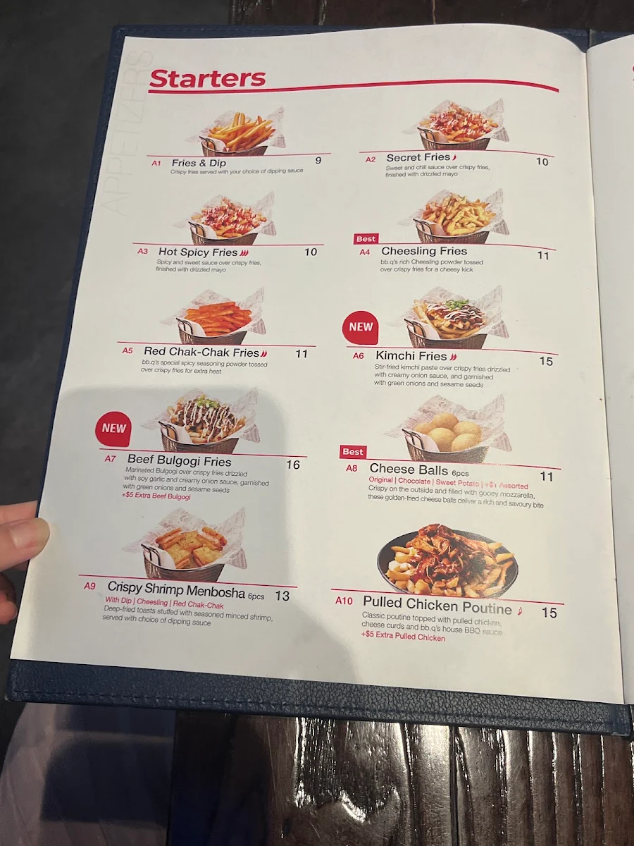 Menu, bb.q Chicken Hastings