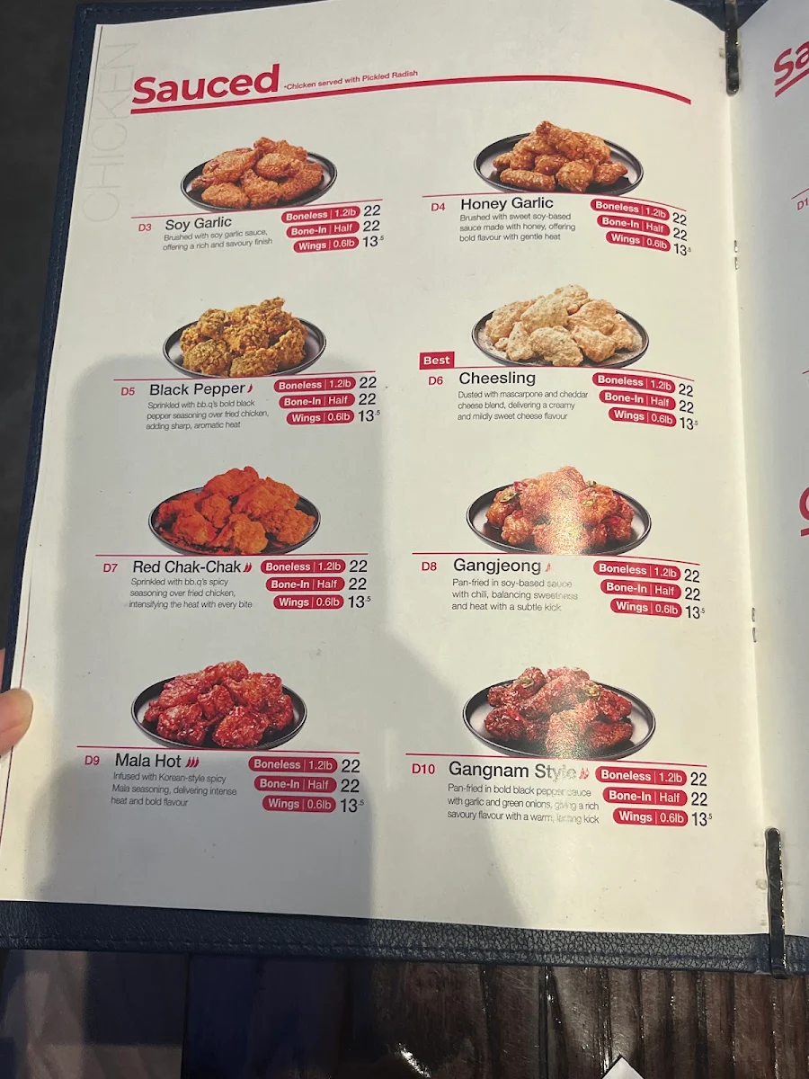 Menu, bb.q Chicken Hastings