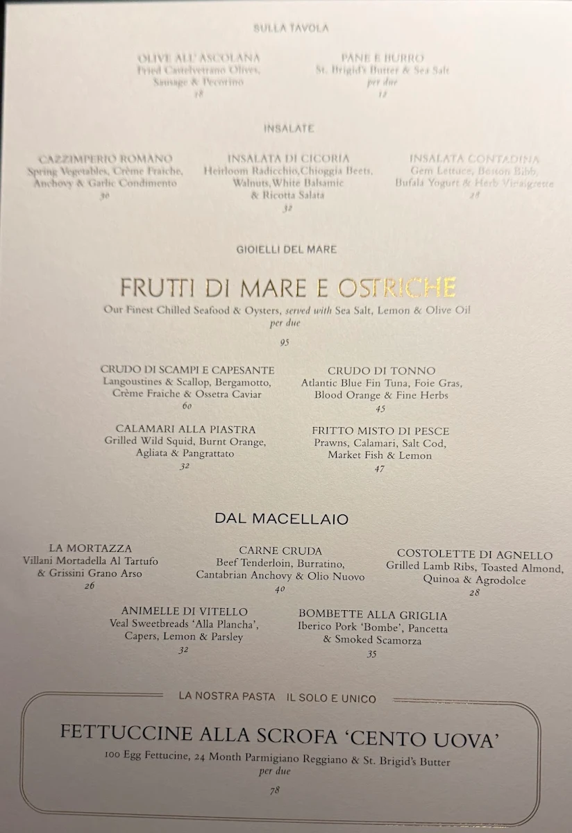 Menu, SAMMARCO