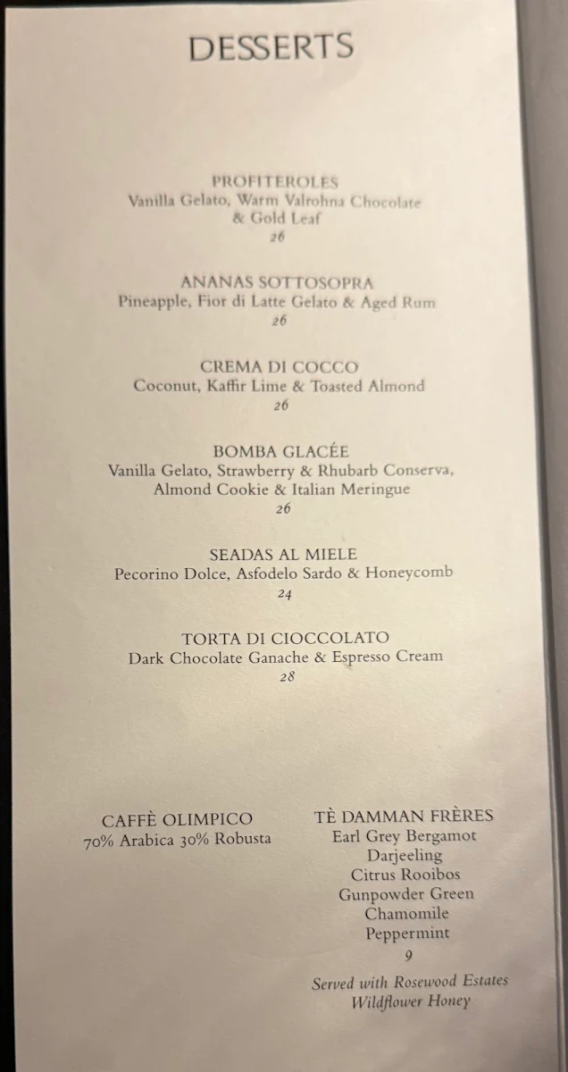 Menu, SAMMARCO
