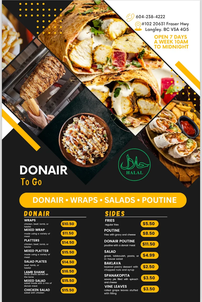 Menu, Donair Togo