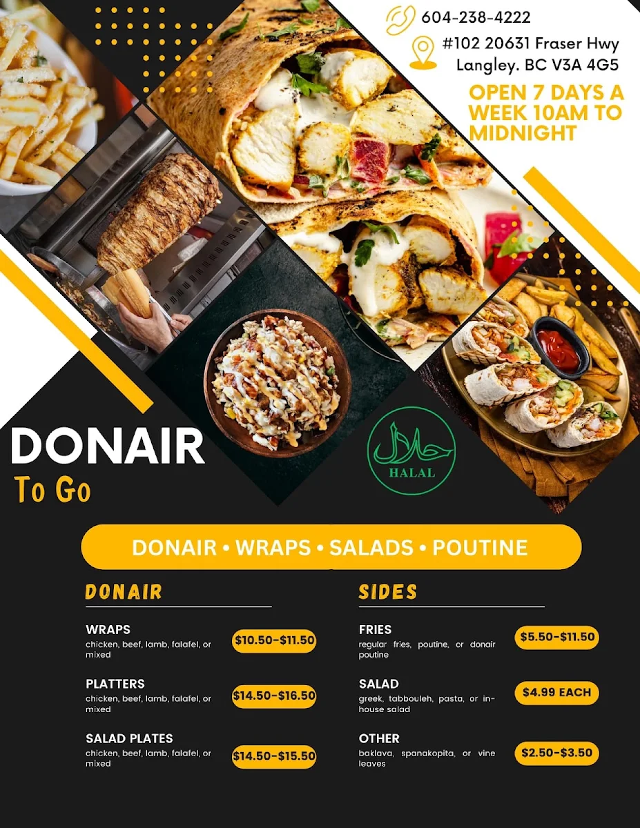 Menu, Donair Togo