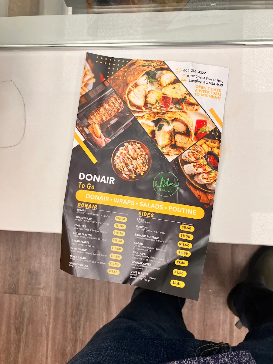 Menu, Donair Togo