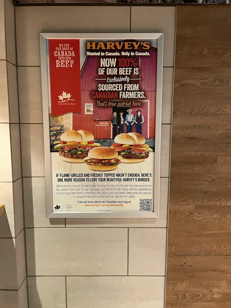 Menu, Harvey's