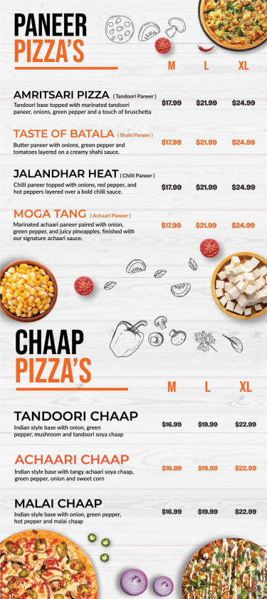 Menu, Panjab Pizza - Pure Vegetarian ( Coral Springs )