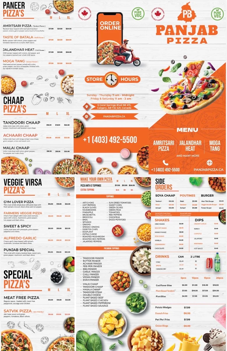 Menu, Panjab Pizza - Pure Vegetarian ( Coral Springs )