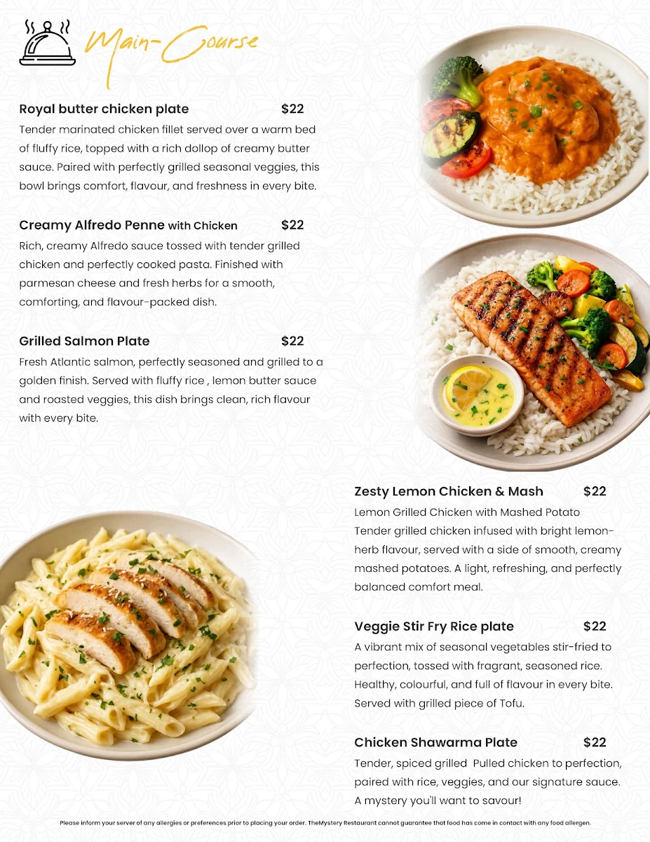 Menu, The Mystery Restaurant