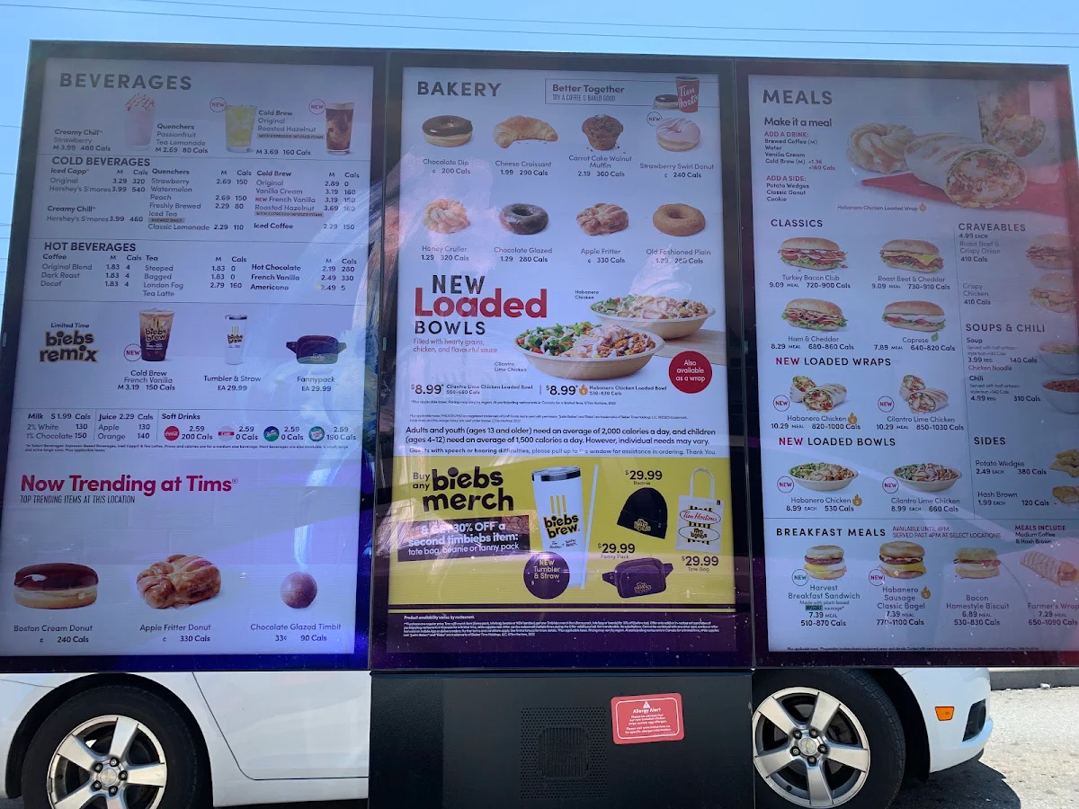 Menu, Tim Hortons