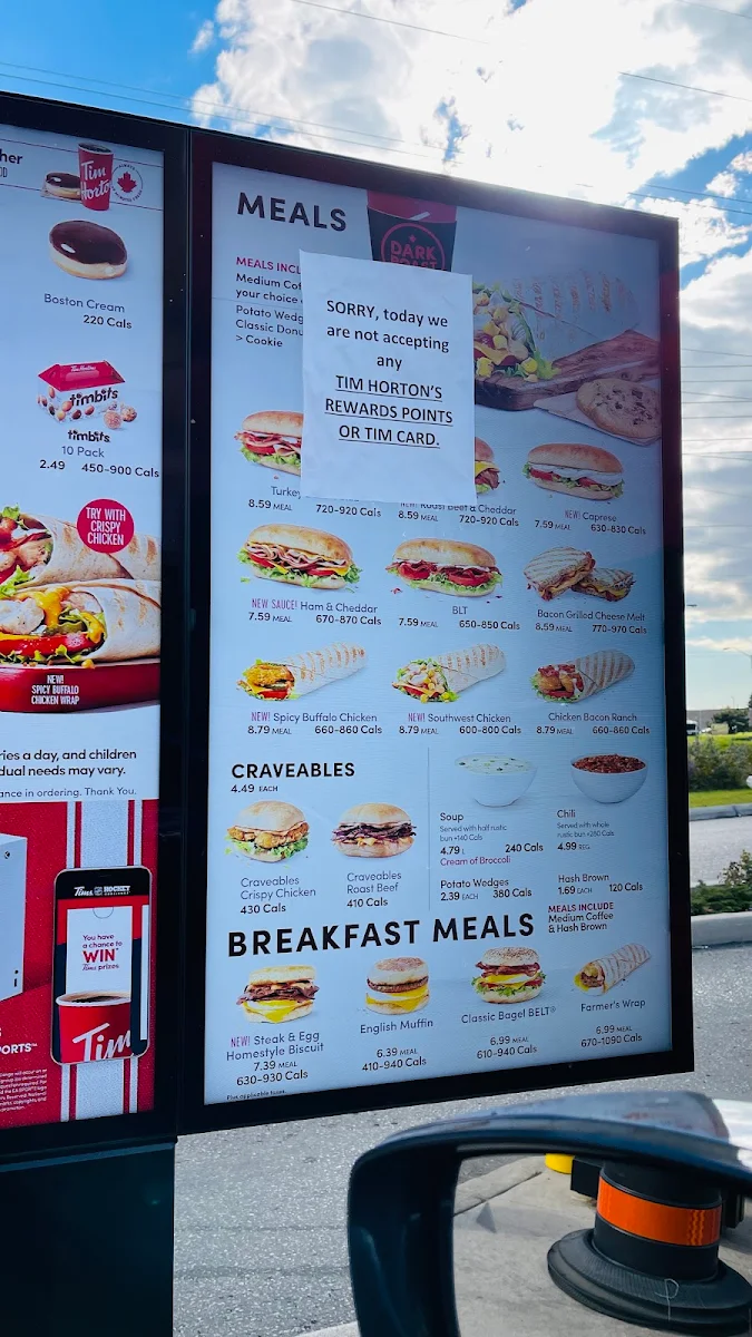 Menu, Tim Hortons