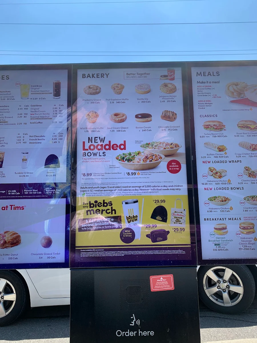 Menu, Tim Hortons