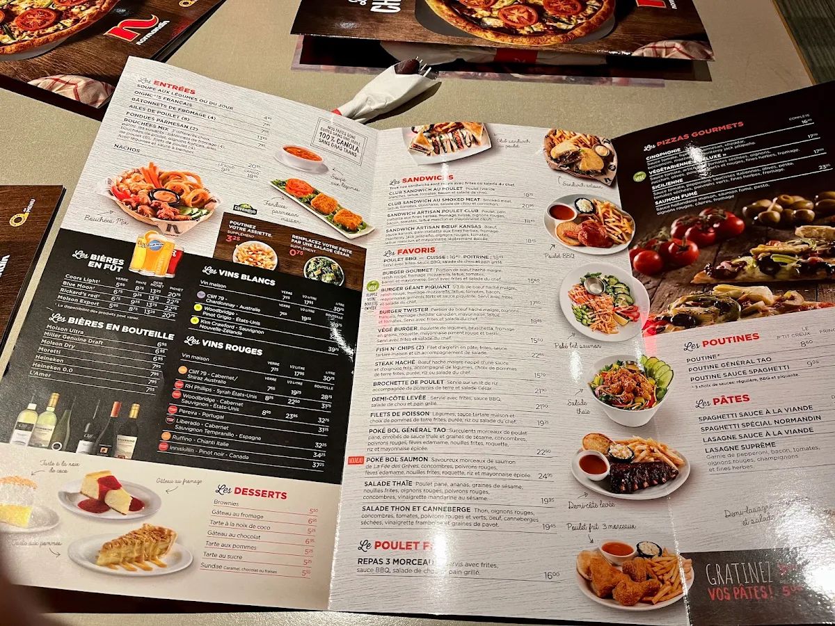 Menu, Restaurant Normandin Orsainville