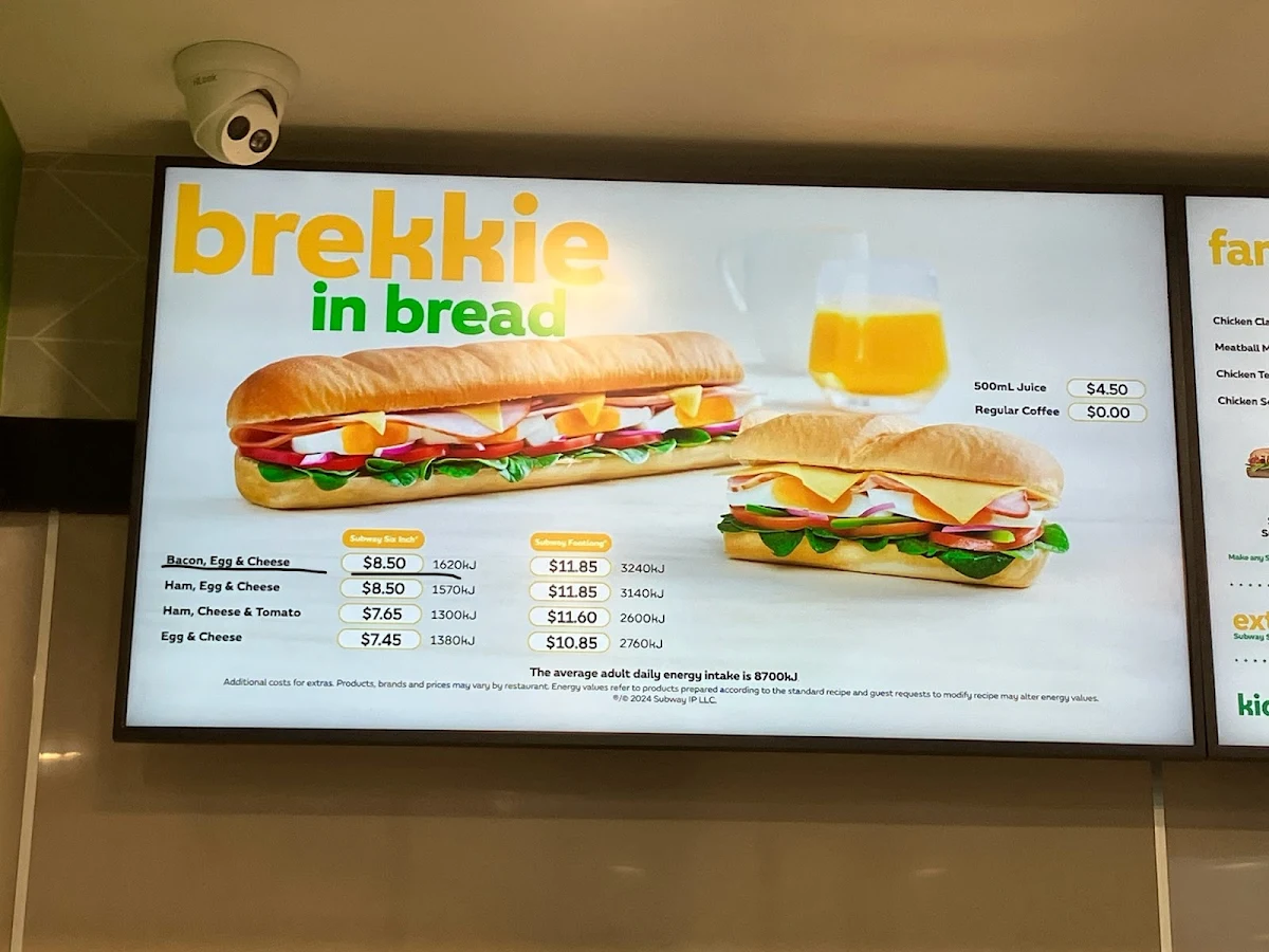 Menu, Subway