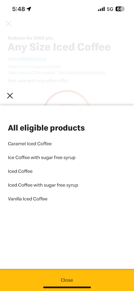 Menu, McDonald's