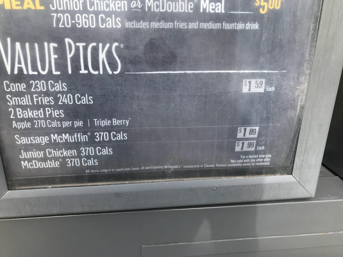 Menu, McDonald's