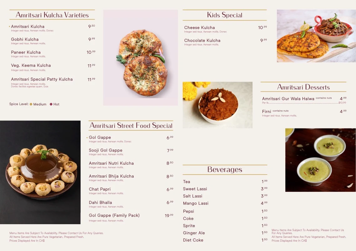 Menu, Amritsari Chatore