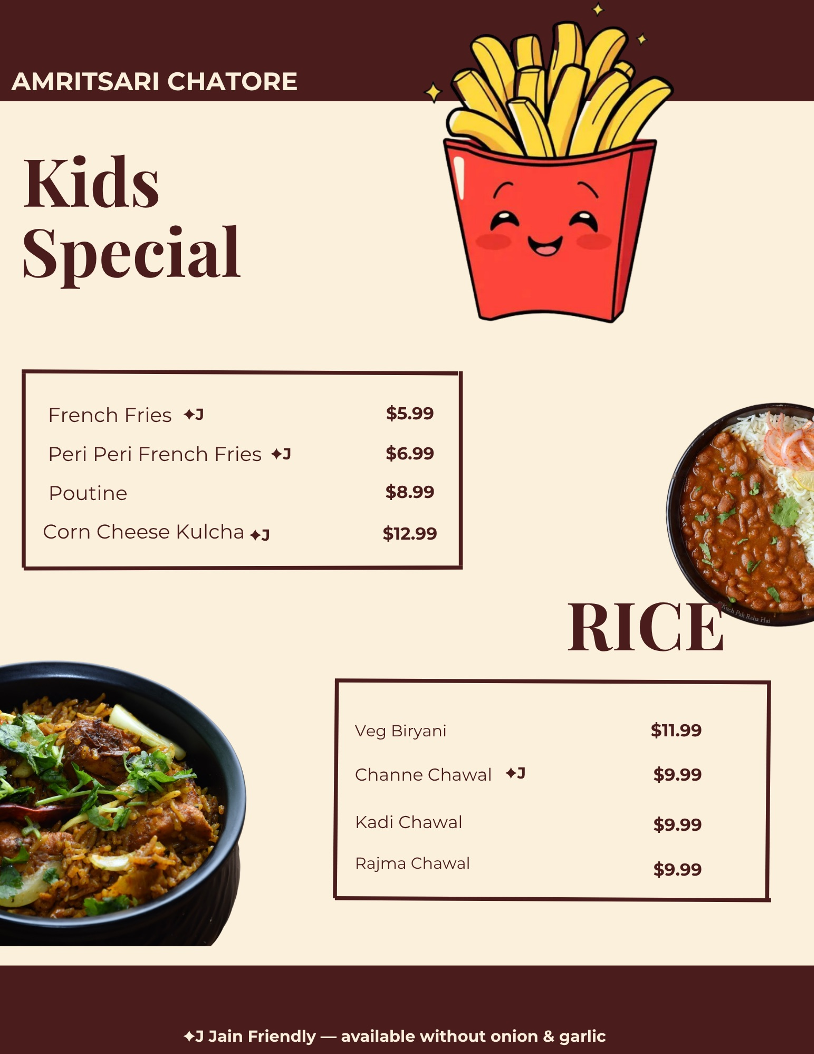 Menu, Amritsari Chatore