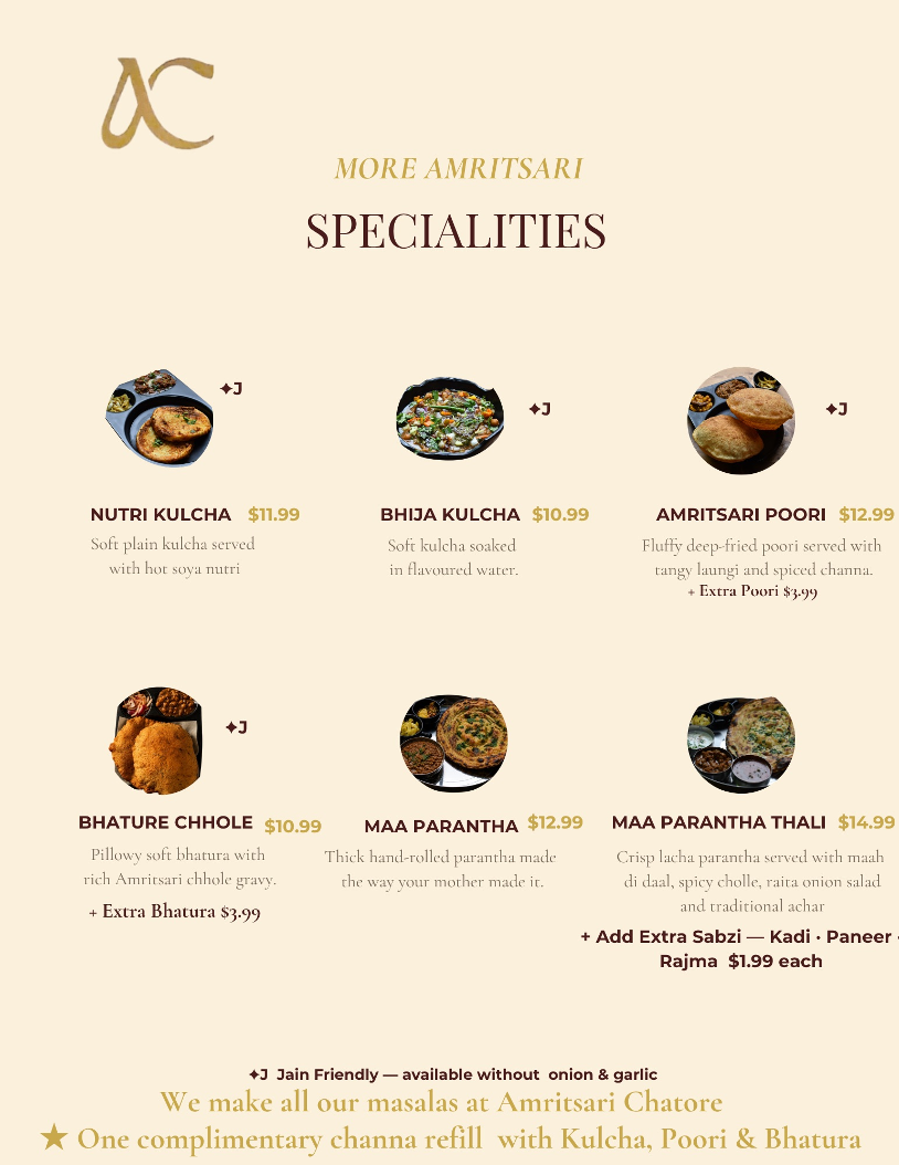 Menu, Amritsari Chatore