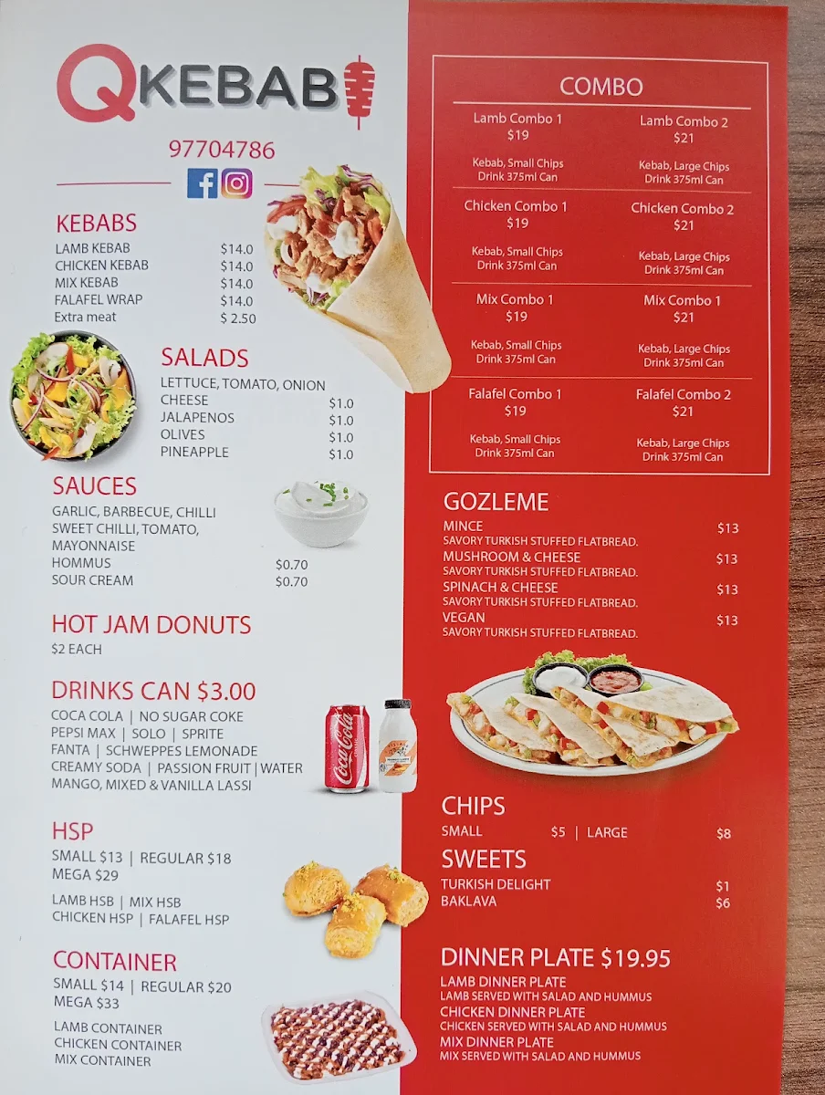 Menu, Q Kebab