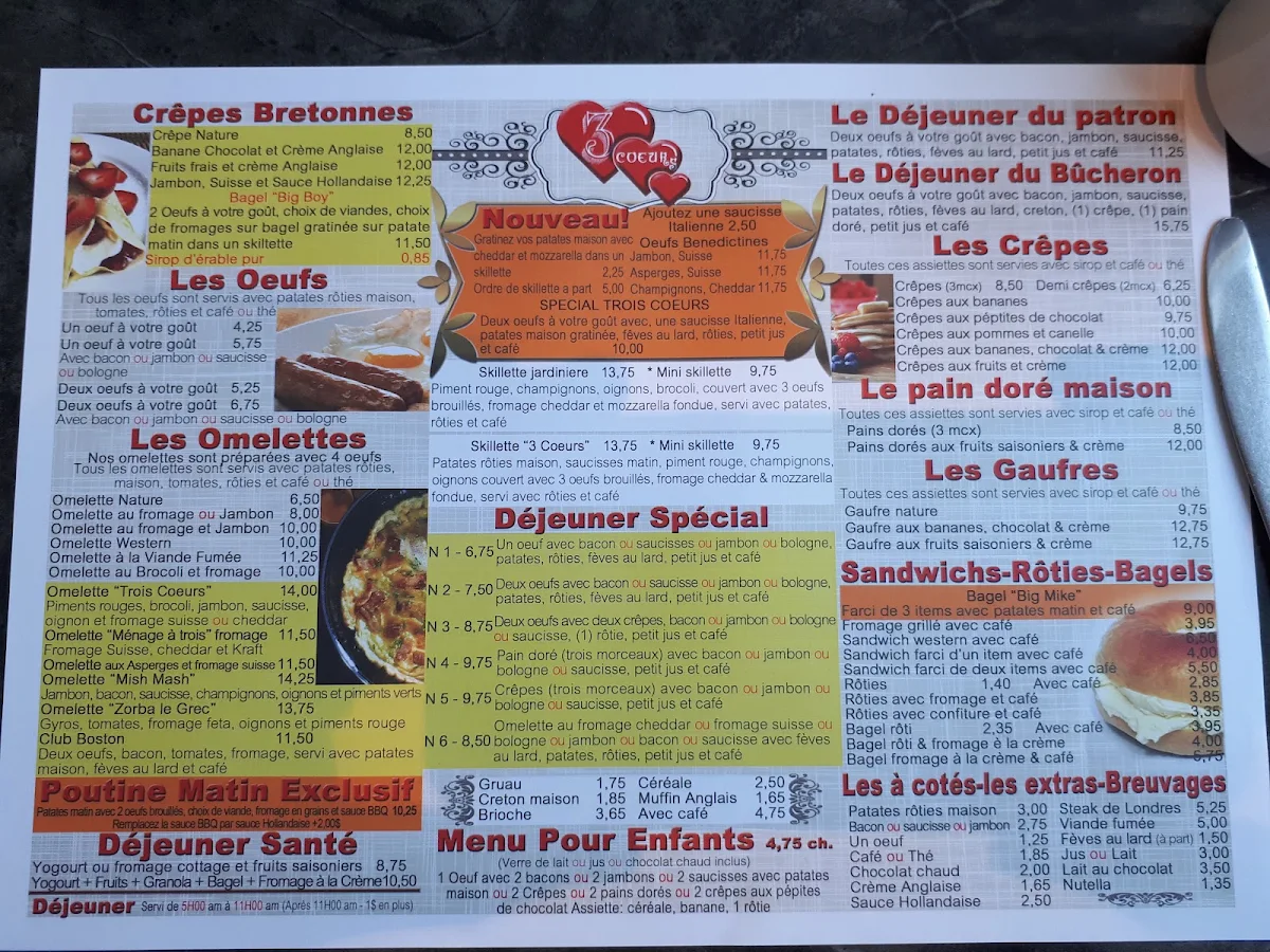 Menu, 3 Coeurs