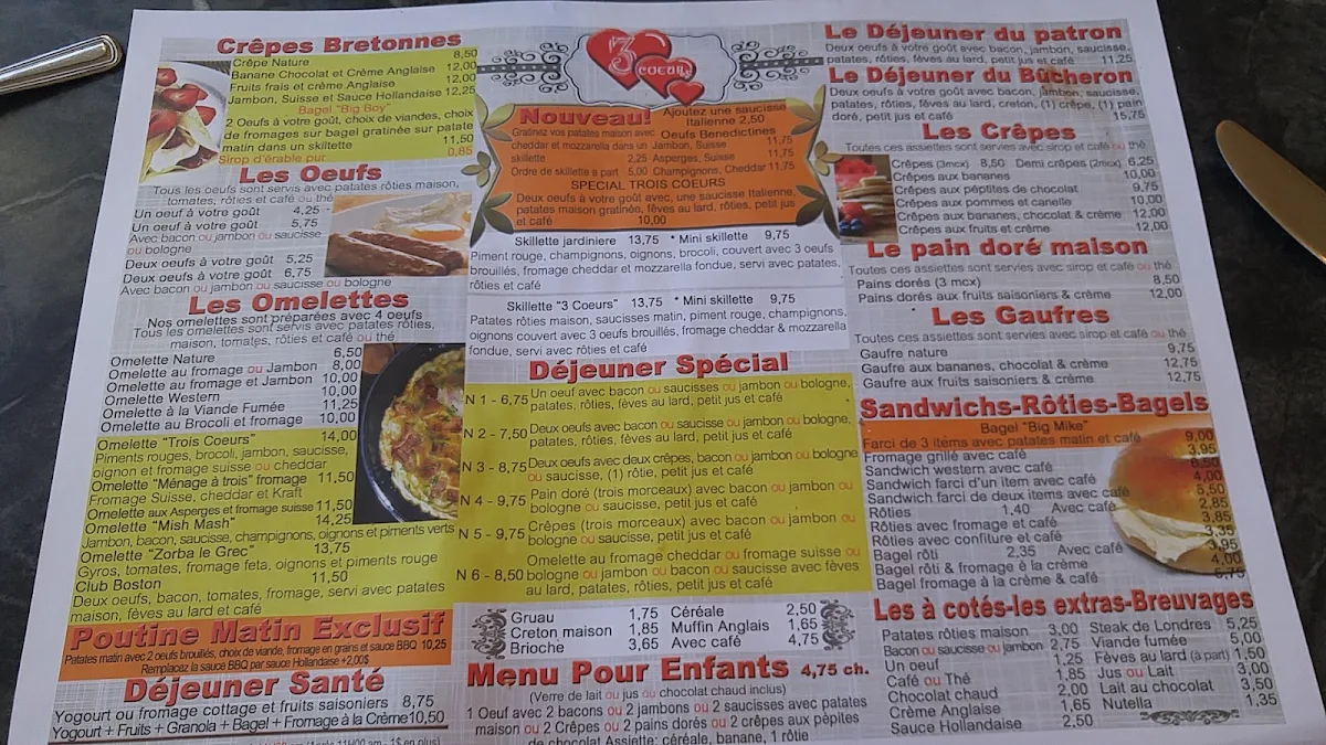 Menu, 3 Coeurs