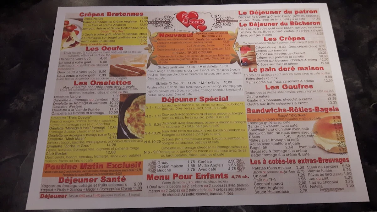 Menu, 3 Coeurs