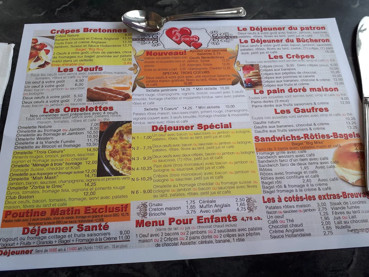 Menu, 3 Coeurs