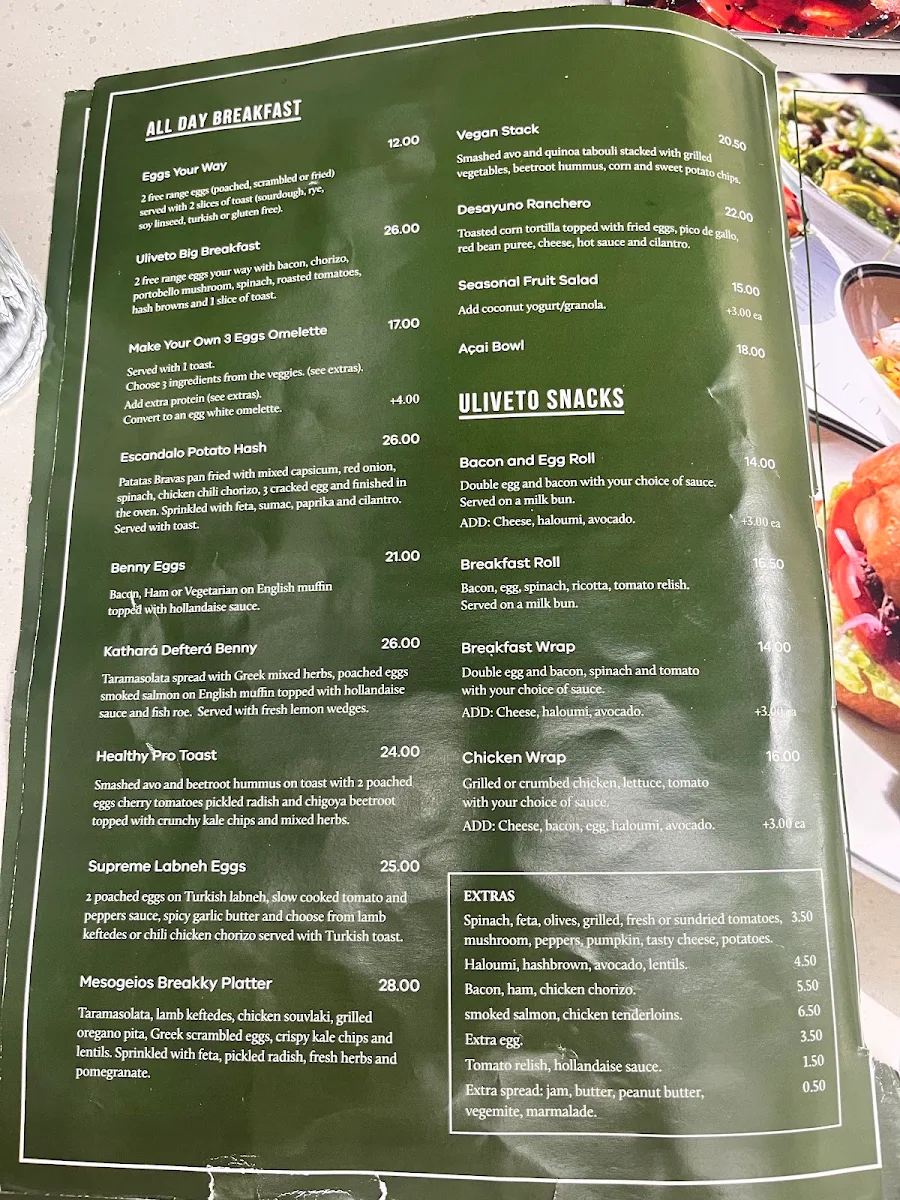 Menu, Uliveto