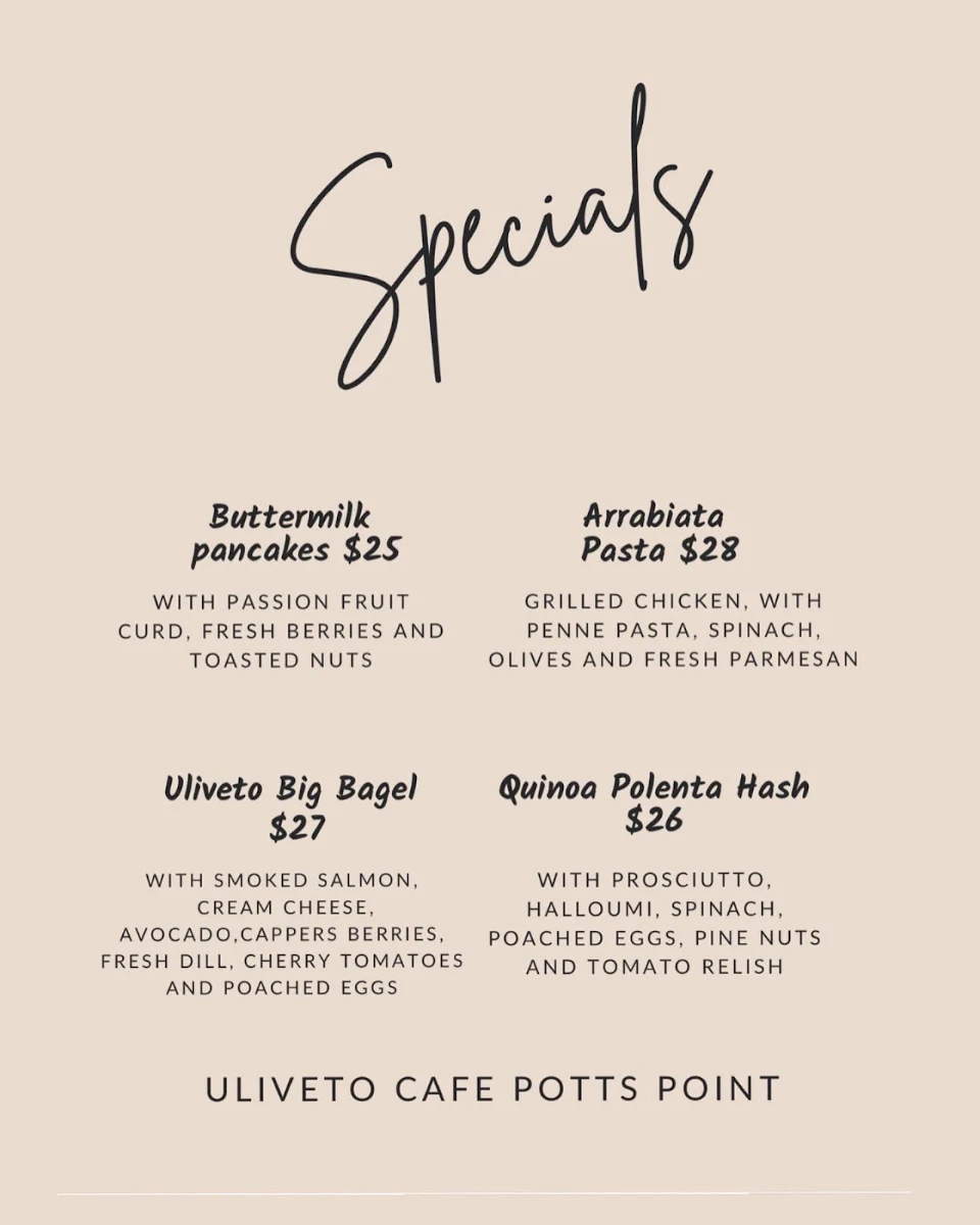 Menu, Uliveto