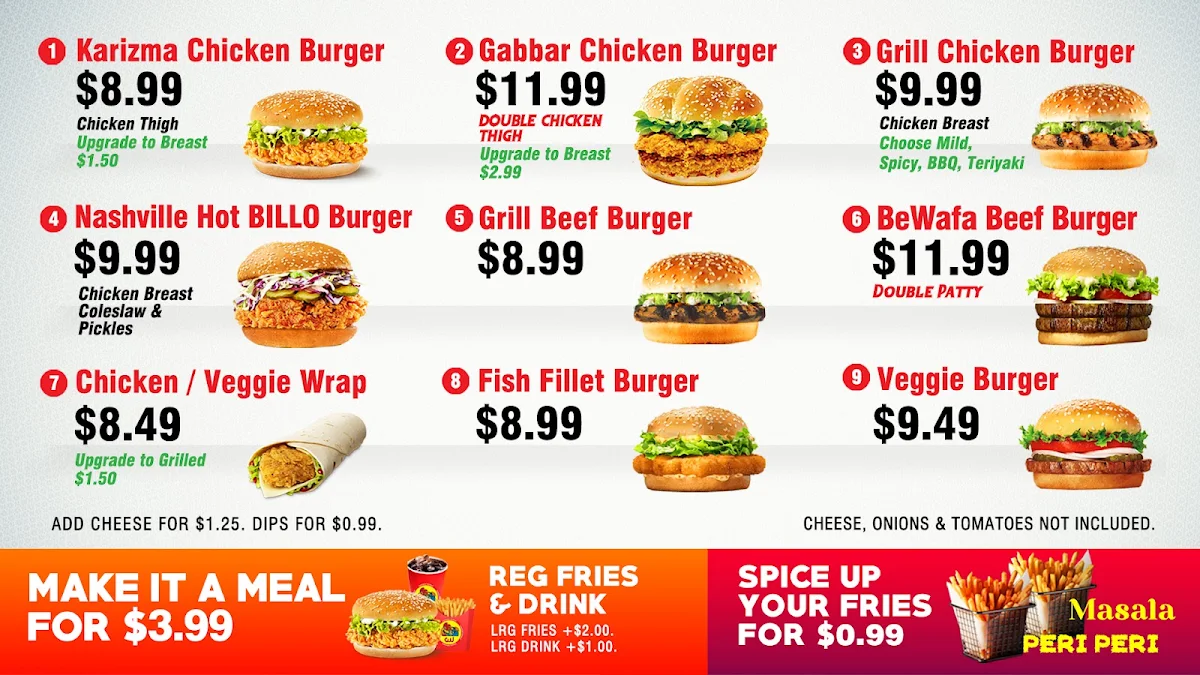 Menu, Chicken World
