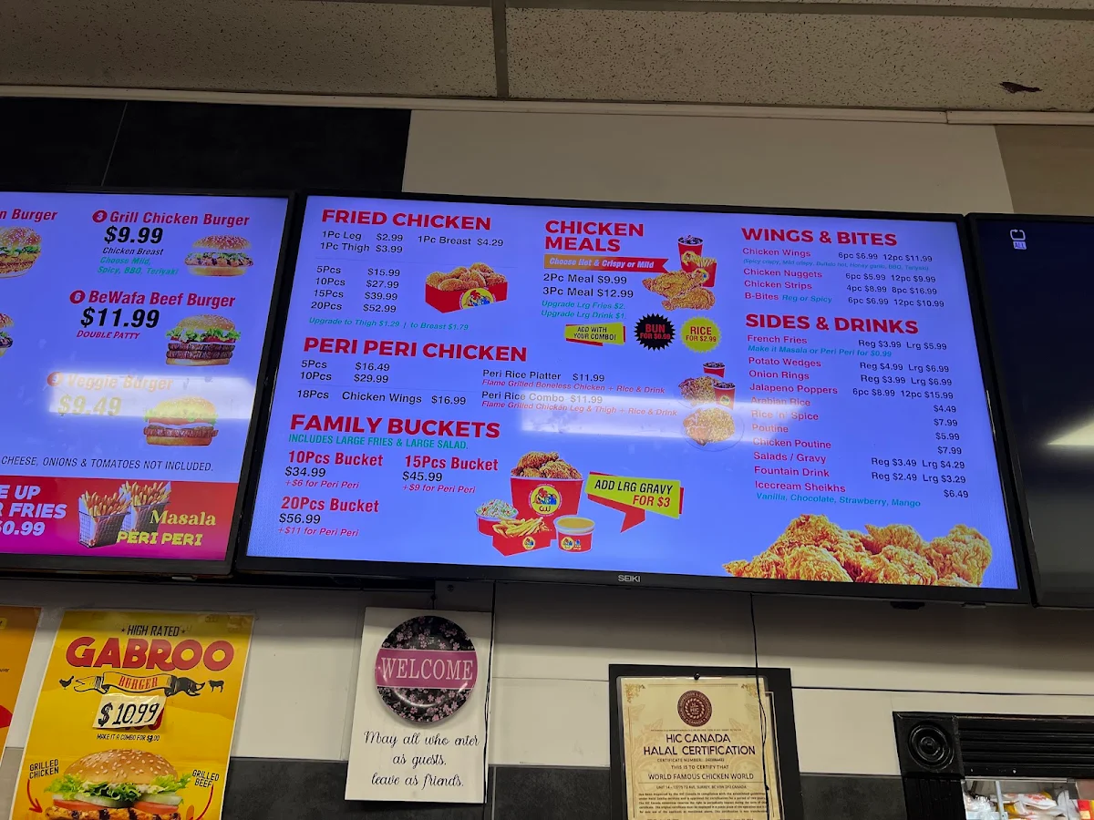 Menu, Chicken World