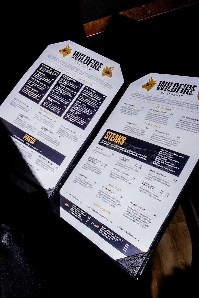 Menu, Wildfire Grill House