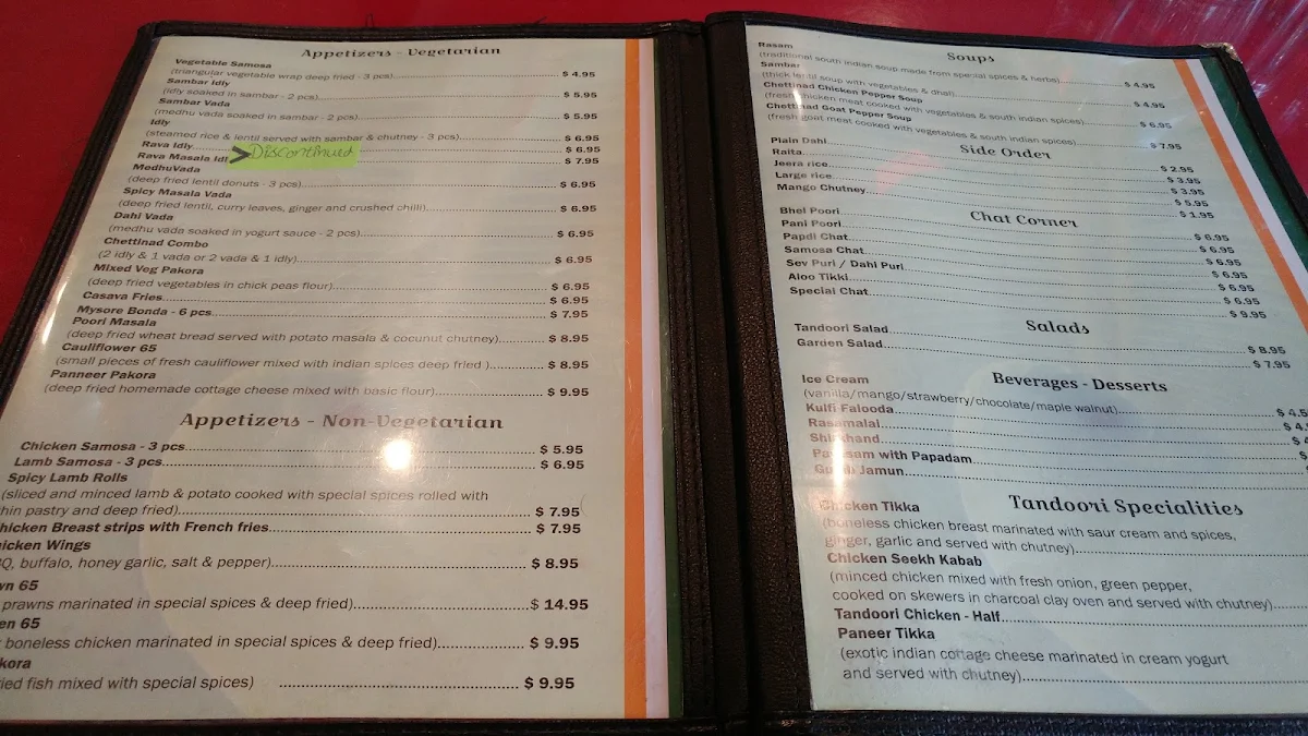 Menu, Chettinad Dosa Palace